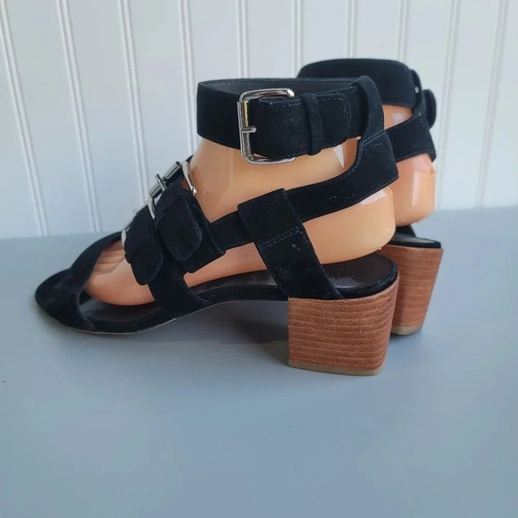 Rebecca Minkoff Women's Black Suede Strap Sandals Block Heel Size 9 M - Picture 5 of 10